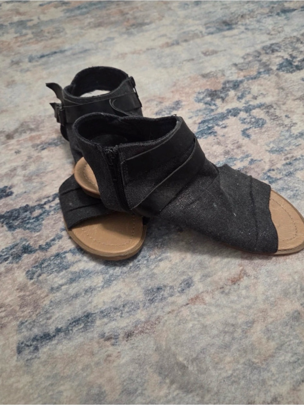 Not Rated Brand, Boho Black Sandals with Tan Footbed